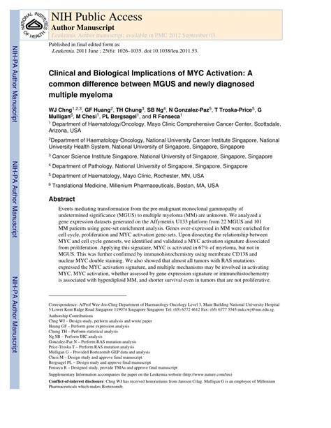 Pdf Clinical And Biological Implications Of Myc Activation A Common