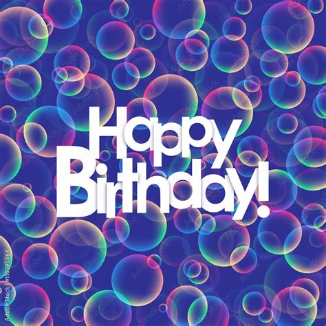 Happy Birthday Rainbow Bubbles Card Stock Vector Adobe Stock
