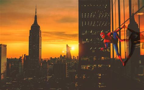 Download Wallpapers Spiderman In New York 4k Spider Man Fan Art