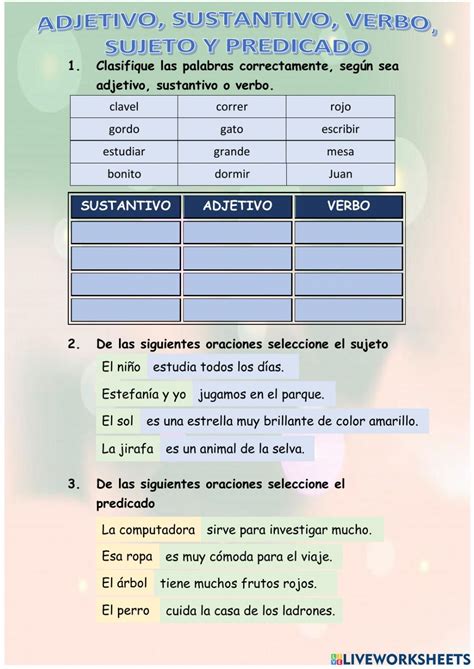 Ficha Online De Sujeto Y Predicado Para Quinto A O Puedes Hacer Los