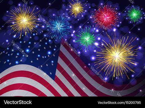 American Flag And Independence Day Fireworks Vector Image