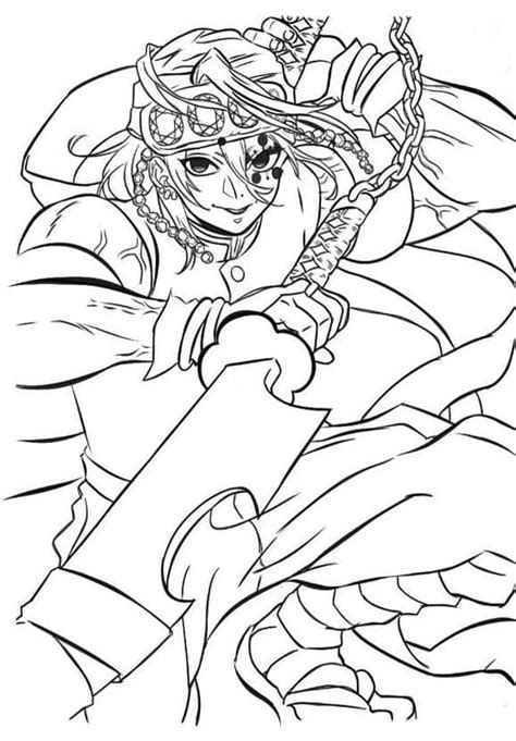 Tengen Uzui From Demon Slayer Coloring Page Free Printable Coloring