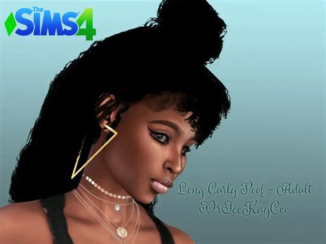 The Sims Resource Long Curly Poof Hair By Drteekaycee Sims 4 Hairs