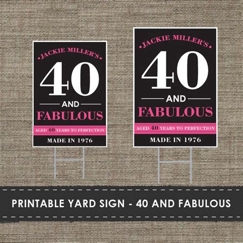 Printable 40th Birthday Yard Sign Diy The Studio Barn Etsy