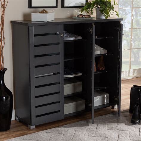 Axess two door storage cabinet kd shoe storage canbinet/rack/chest products, buy kd shoe storage. Baxton Studio Adalwin Dark Gray 3-Door Wooden Entryway ...