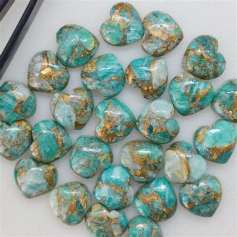 Natural Mojave Copper Amazonite Turquoise Heart Gemstone 10 Etsy