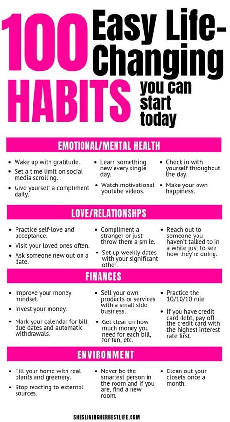 100 Easy Habits That You Can Start Today That Will Make A Huge