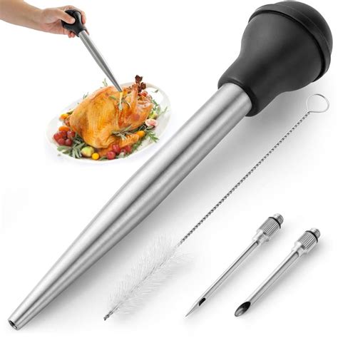 ikommi kitchen stainless steel turkey baster for cooking food grade metal turkey baster syringe