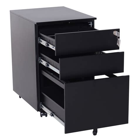 This multipurpose under desk cabinet has deep drawers for loads of storage. 24" Steel 3 Drawer Home Office Under Desk Filing Cabinet w ...