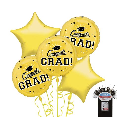 Party City Yellow Graduation Balloon Bouquet Includes Foil Balloons