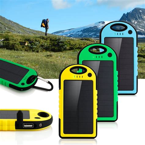 5000mah Portable Shockproof Waterproof Solar Charger Battery Panal Double Usb Power Bank For