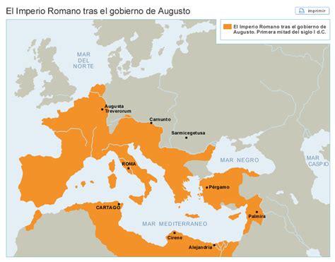 Mapa El Imperio Romano Tras El Gobierno De Augusto Primera Mitad Del