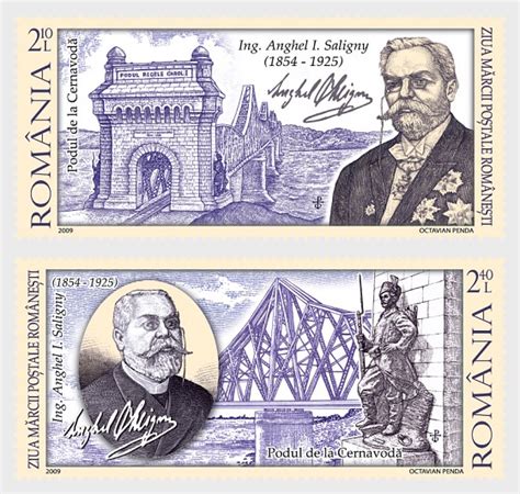 Romanian Postage Stamp Day Anghel I Saligny 155 Years