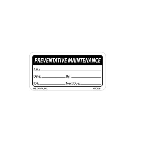 Preventative Maintenance Labels 1 Inch X 2 Inch 1000 Per Roll Ms