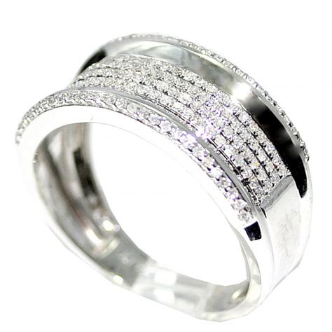 Mens Diamond Wedding Band Ring 10k White Gold 45cttw 10mm Wide Pave