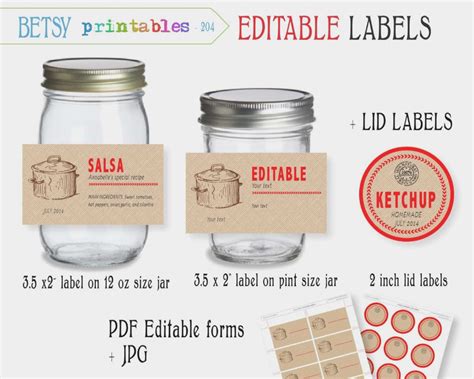 Printable Labels For Mason Jars And Lids