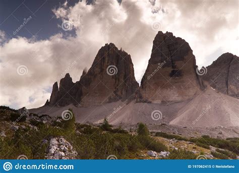 The Three Peaks Of Lavaredo In The Italian Dolomites Stock Image