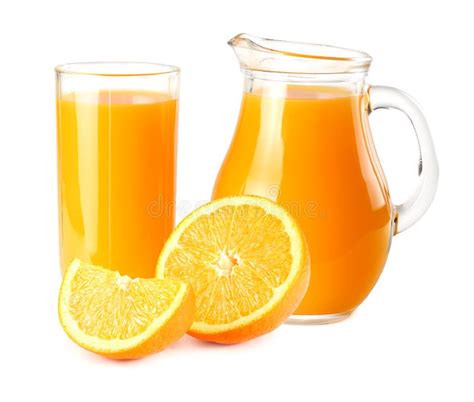 Orange Juice With Orange Isolated On White Background Juice In Glass