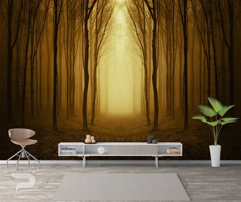 The Dark Forest Wall Mural Forest Wall Covering Mystical Etsy