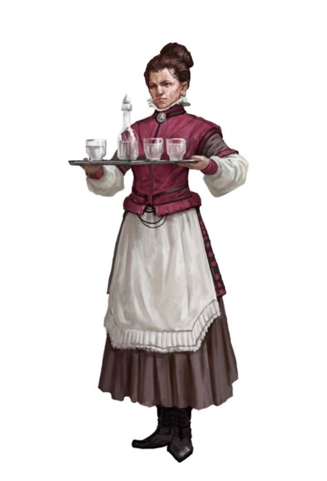 Female Human Servant With Tray Pathfinder E Pfrpg Pfsrd Dnd D D
