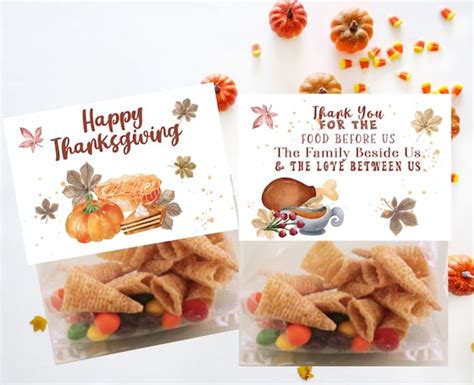 Thanksgiving Treat Bags Treat Topper Turkey T Tags Friendsgiving