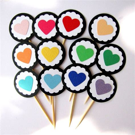 To make the rainbow cupcake toppers, begin by downloading the printable pdf. Paperklip Rainbow Cupcake Toppers (12) via Etsy. | Rainbow ...