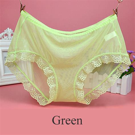 Womens Underwear Lace Mesh Sheer See Through Panties Knickers Briefs