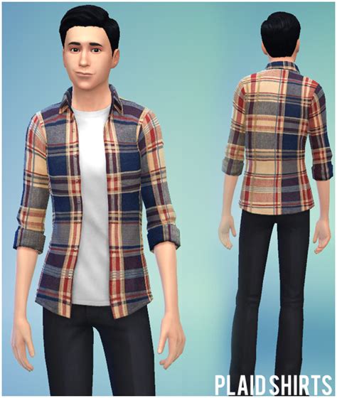 Sims 4 Male Plaid Shirts 7 Styles Download Sims 4 Custom Content