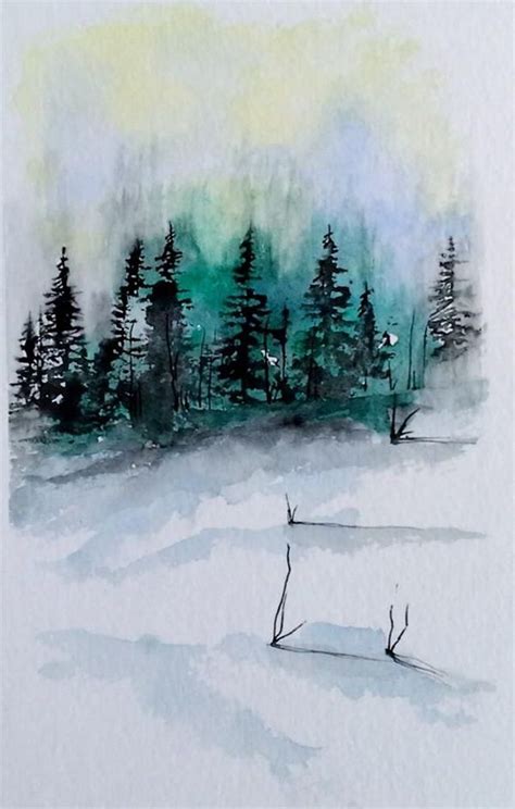 80 Simple Watercolor Painting Ideas Winter Painting Watercolor