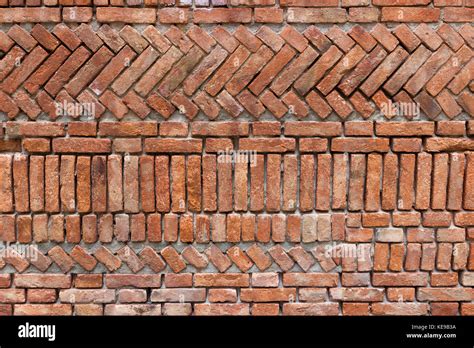 Old Red Bricks Wall With An Original Design Stock Photo Alamy