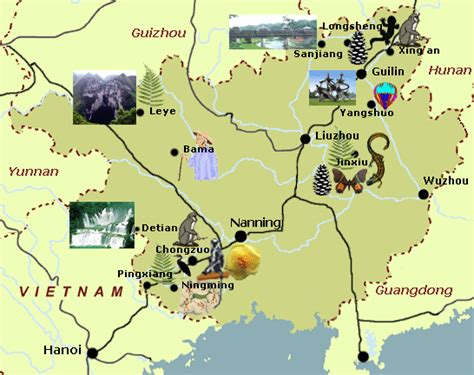 Guangxi Travel Map China Trekking Guide Route Map Photo