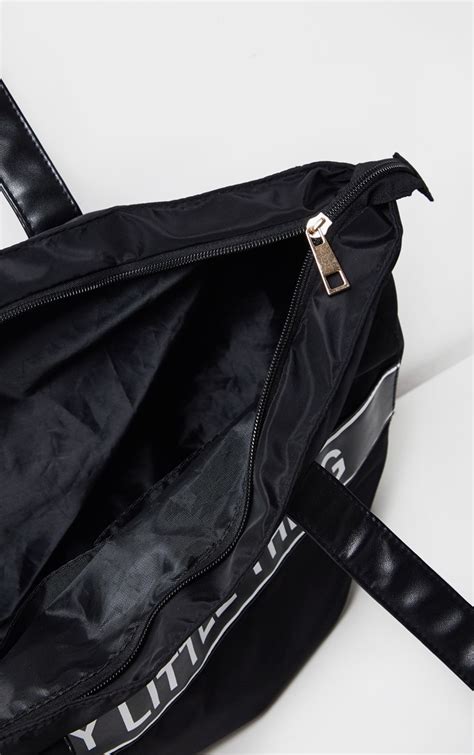 pretty little thing black nylon tote bag prettylittlething usa