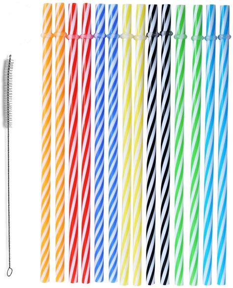 Reusable Plastic Straws 25 Pieces 9inch L X 8mm W Colorful Thick