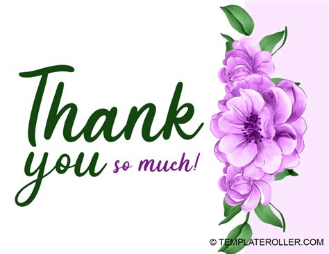 Thank You Card Template Violet Flower Bud Download Printable Pdf
