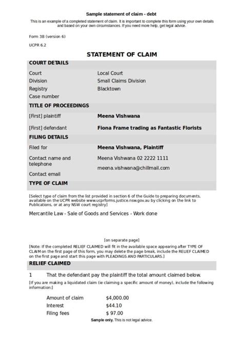 Free 14 Statement Of Claim Samples And Templates In Pdf Ms Word