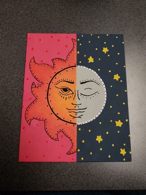 Sun And Moon Canvas Painting Cute Canvas Paintings Canvas Painting