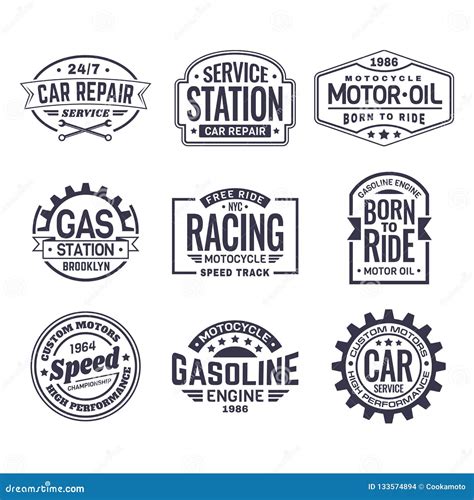 Labels For Gas Stationcar Repair Serviceracing Stock Vector