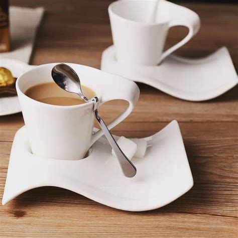 White Ceramic Porcelain Coffee Cup And Saucer Set With Stainless