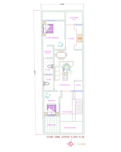 21x60 East Facing 3 Bhk House Plan 101 Happho