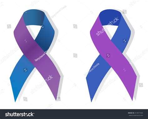 Twotone Blue Purple Ribbon Rheumatoid Arthritis Stock Vector Royalty