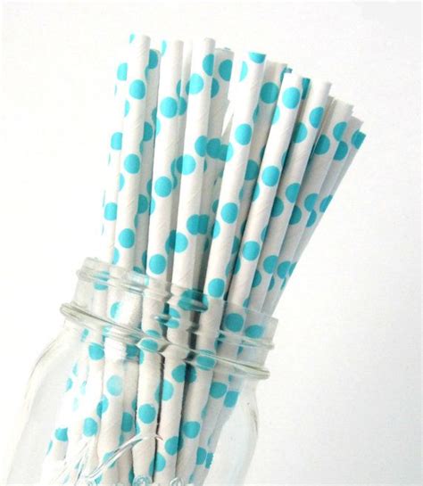25 Aqua Blue Paper Straws Party Polka Dot Straws By Grownupkid 400