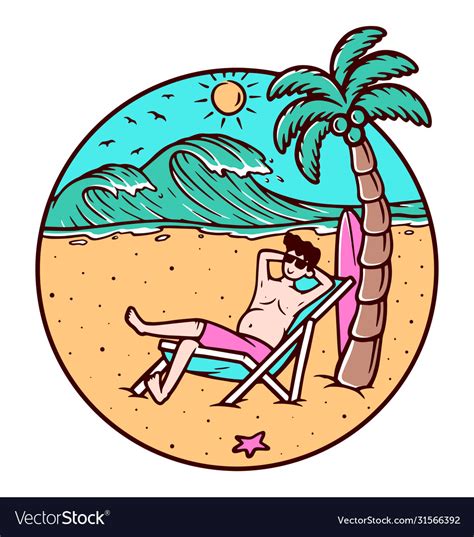 Chilling Out On Beach Royalty Free Vector Image