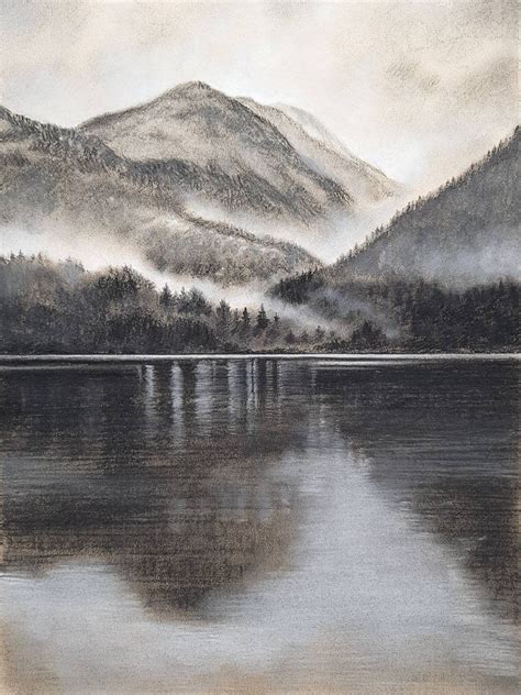 Derwent Water Landscape Drawings Charcoal Drawing Landscape Art