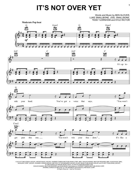 Its Not Over Yet Sheet Music For King And Country Piano Vocal