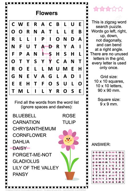 Flower Names Printable Word Search Puzzle Printable Flower Puzzle