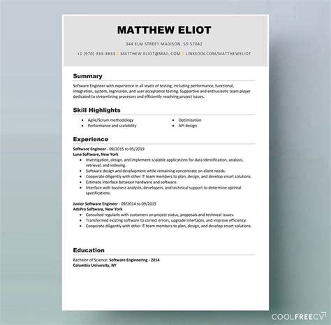 Resume Templates Examples Free Word Doc 2023