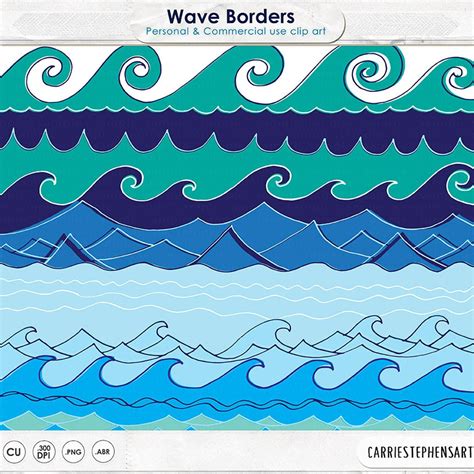 Wave Border Clipart Water Border Image Beach Digital Art Etsy Clip