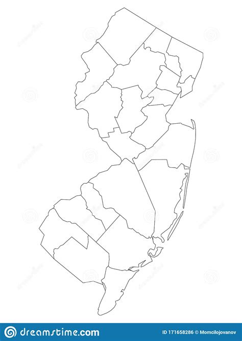 Mapa Dos Condados Do Estado De New Jersey Ilustração Do Vetor