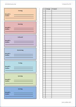 Plane deine aufgaben und todo´s ein. Einkaufsliste / Einkaufszettel | Einkaufsliste vorlage, Wochenplan zum ausdrucken, Planer vorlagen