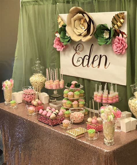 Garden Theme Sweet Table Baby Shower Sweets Garden Baby Shower Theme
